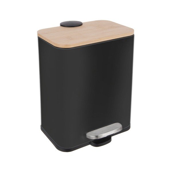 Черно кошче за боклук с педал от неръждаема стомана 5 l Black – Orion