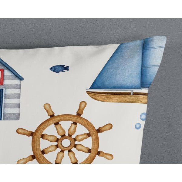 Синьо -кремаво памучно детско спално бельо за детско креватче 100x135 cm Ahoy – Good Morning-image-3