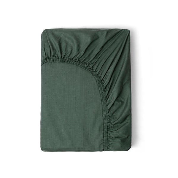 Тъмнозелен чаршаф от еластичен памучен сатен , 90 x 200 cm - HIP