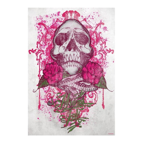 Velkoformátová tapeta Miami Ink - Růžová lebka, 158x232 cm