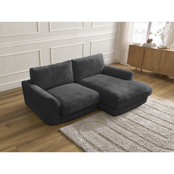 Черен шенилов ъглов диван (десен ъгъл) Leonore – Bobochic Paris-image-3