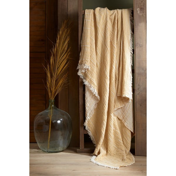 Жълта муселинова покривка за двойно легло 220x240 cm Etno - Mijolnir-image-2