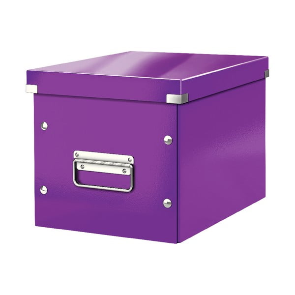 Лилава картонена кутия за съхранение с капак Click&Store - Leitz