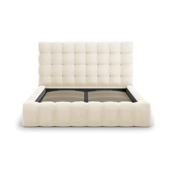 Бежово тапицирано двойно легло с място за съхранение и решетка 200x200 cm Bali - Cosmopolitan Design-image-3