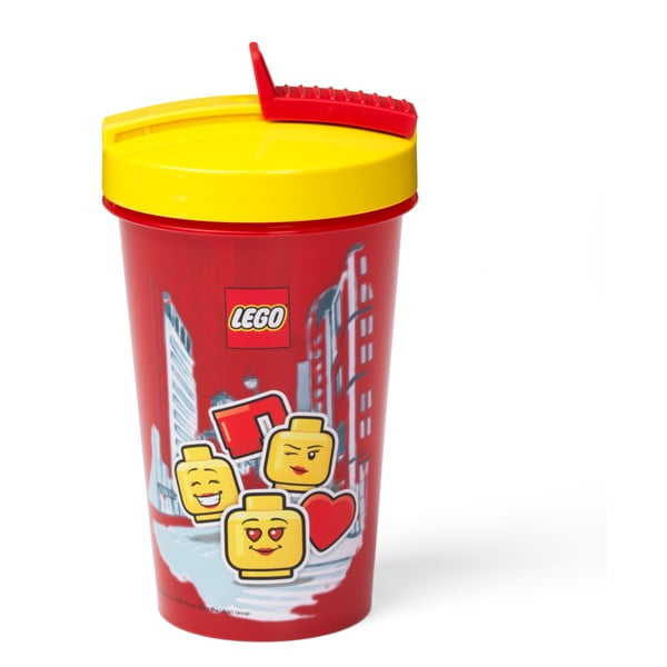 Червена чаша с жълт капак и сламка , 500 ml Iconic - LEGO®-image-2