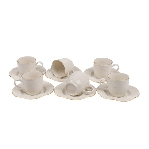 Комплект от 6 порцеланови чаши и чинии Kutahya Rullio - Kütahya Porselen