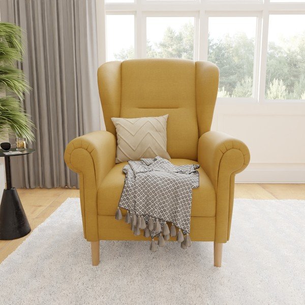 Жълто кресло крило Swan – Ropez-image-1