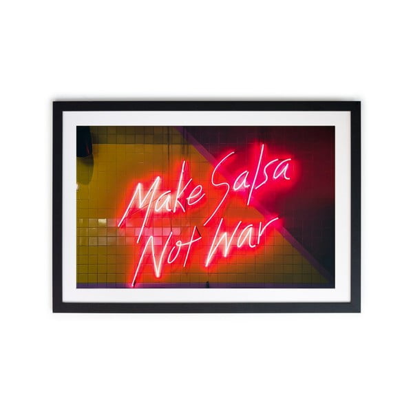 Плакат в рамка от африканска върба Salsa Not War, 40 x 30 cm - Really Nice Things