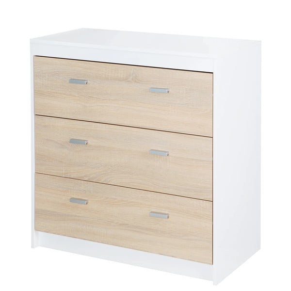 Висок детски скрин от дъб с масичка за преповиване в бял и естествен цвят 89x98 cm Gabriella - Roba-image-2