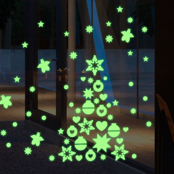 Ve tmě svítící samolepka Green Christmas