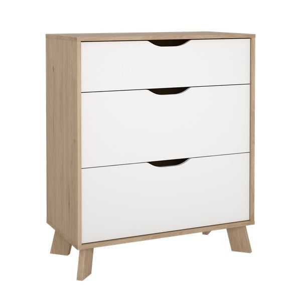 Скрин от дъбов декор в бял и естествен цвят 79x92x40 cm Ikast – Tvilum-image-4