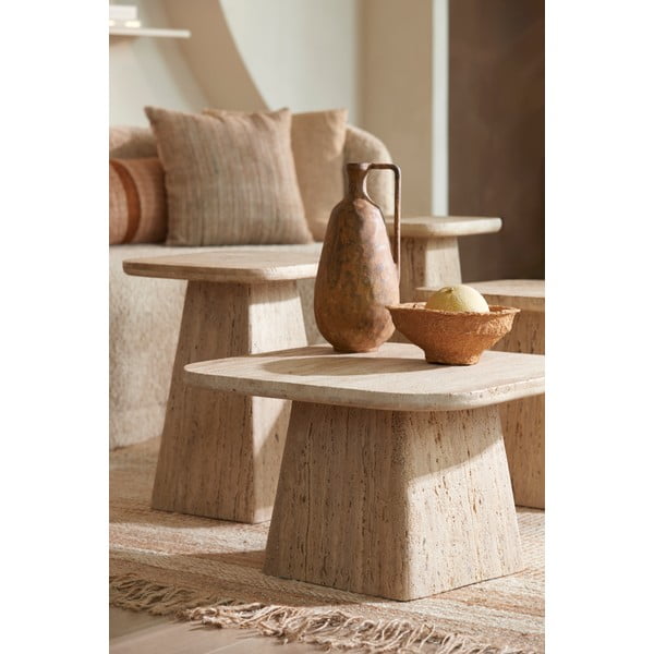 Бежова масичка за кафе с скаменен плот за маса 60x60 cm Kepami – Light & Living-image-1