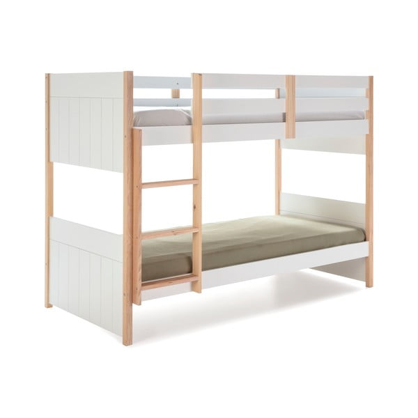 Бяло детско двуетажно легло с крака от борова дървесина , 90 x 190 cm Kiara - Marckeric-image-4