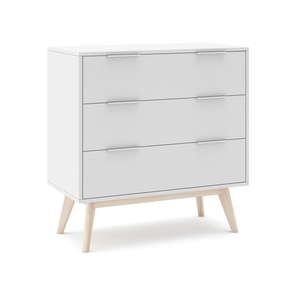 Бял нисък скрин с чекмеджета 80x83 cm Campus - Marckeric-image-2