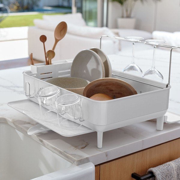 Бяла стоманена тавичка за оттичане – simplehuman-image-1