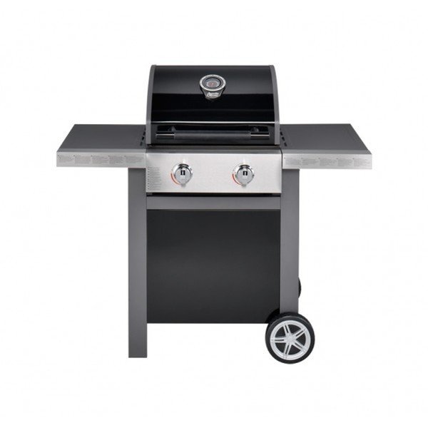 Černý plynový gril se 2 samostatně ovladatelnými hořáky a teploměrem Jamie Oliver BBQ-image-1