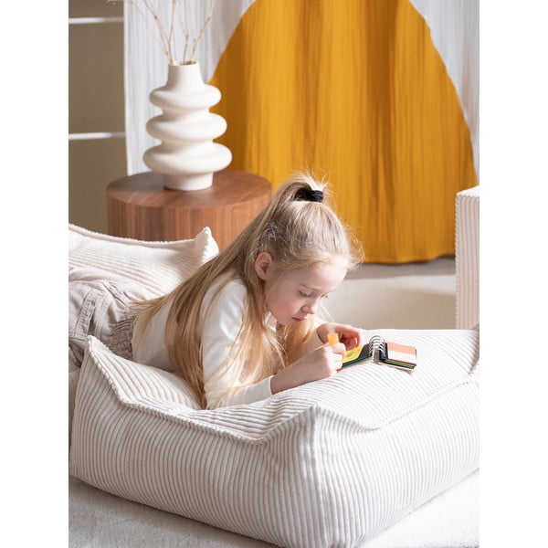 Кремав детски пуф от рипсено кадифе Square – Wigiwama-image-1