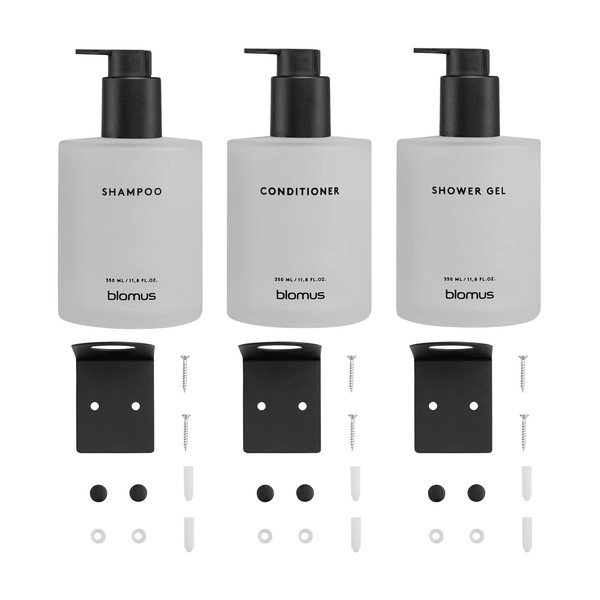 Бели стенни стъклени диспенсери за сапун 3 бр. 350 ml Kirei – Blomus-image-4