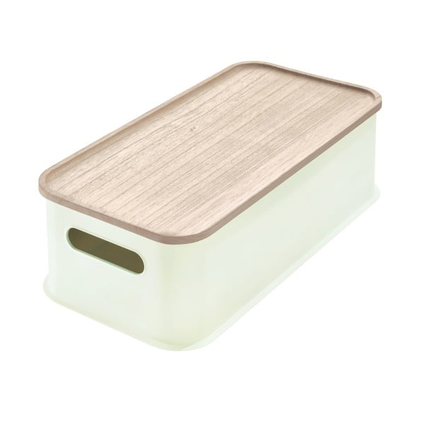 Бяла кутия за съхранение с капак, изработена от пауловния Дърво с дръжки, 21,3 x 43 cm Eco - iDesign