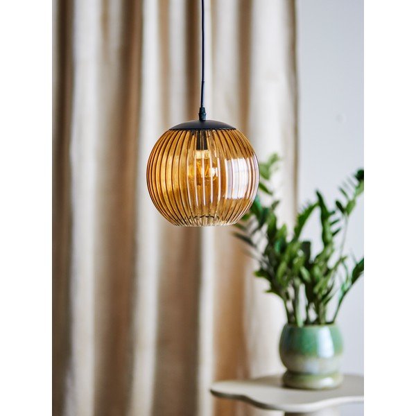 Кафяво стъклено LED висящо осветително тяло ø 23 cm Sybia – Bloomingville-image-1