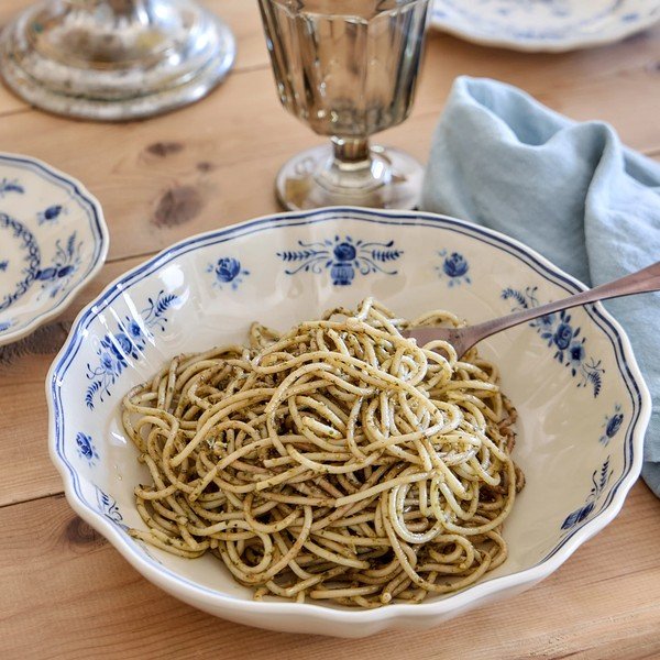 Синя/бежова глинена чиния за сервиране ø 23 cm Vila – Costa Nova-image-1