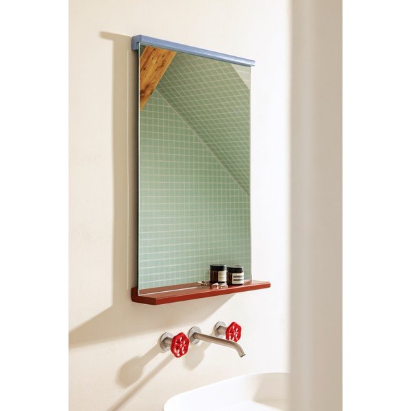 Стенно огледало с рафт масивно дърво 50x75 cm Lun – noo.ma-image-1