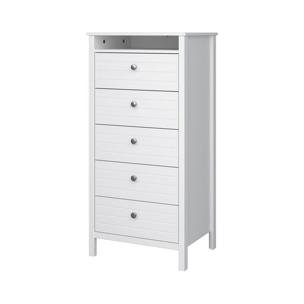 Бял тесен скрин с 5 чекмеджета New York, височина 120 cm - Steens-image-2
