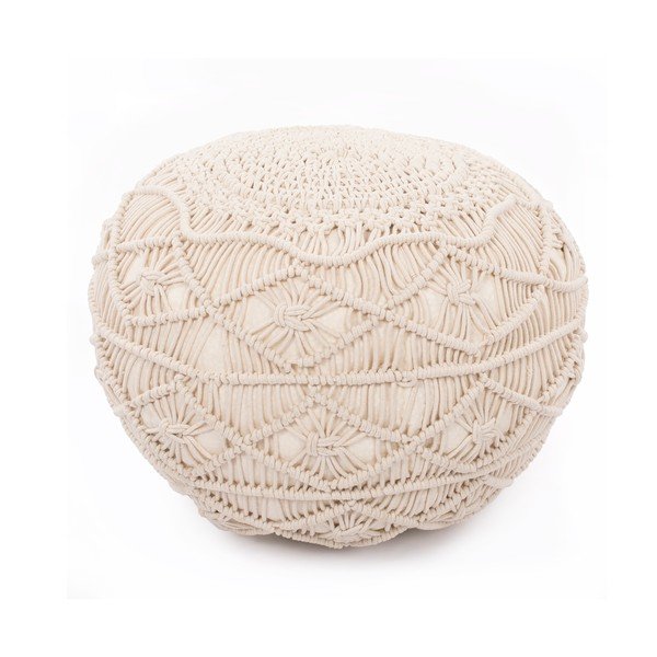 Бежов пуф , височина 35 cm Macramé - Tiseco Home Studio