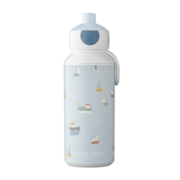 Бяла/светлосиня пластмасова детска бутилка 400 ml Sailors Bay by Little Dutch – Mepal