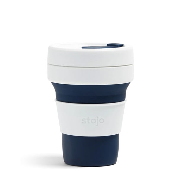 Сгъваема чаша за пътуване в бяло и тъмно синьо, 355 ml Pocket Cup - Stojo
