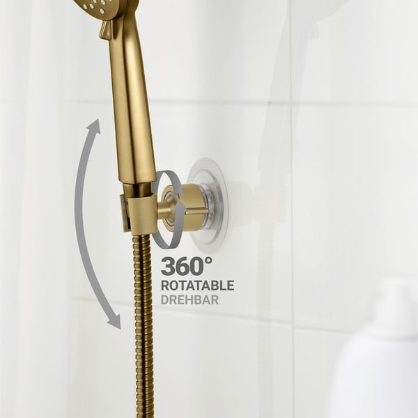 Пластмасов държач за душ слушалка без пробиване в златист цвят Libertà – Wenko-image-2