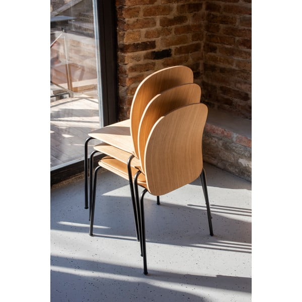 Кафяви трапезни столове в комплект за подреждане 2 бр. от декор от орех Book – Gazzda-image-1