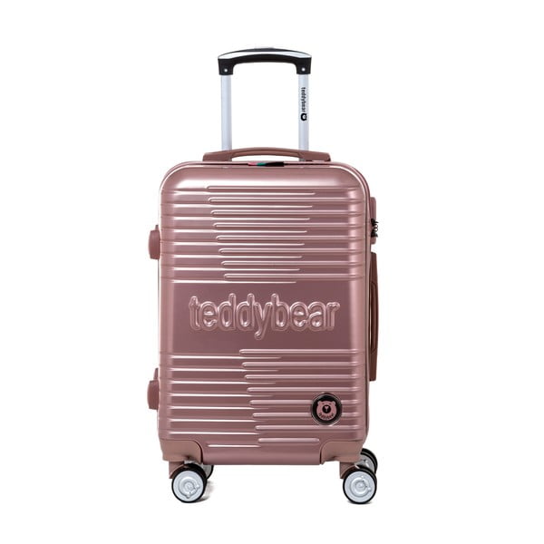 Розов куфар с количка Varvara с кодово заключване, 44 л - Teddy Bear