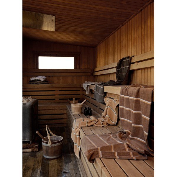 Кафява/бежова памучна хавлиена кърпа 70x140 cm Sauna – Zone-image-1