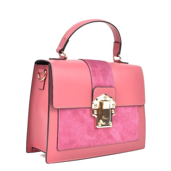 Розова кожена чанта , 22 x 27 cm - Isabella Rhea-image-2