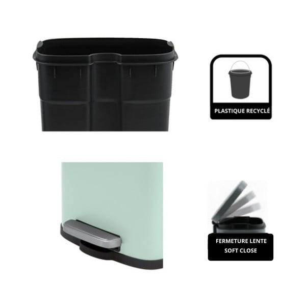 Стоманено кошче за боклук с педал в цвят мента 5 l   Akira – Spirella-image-2