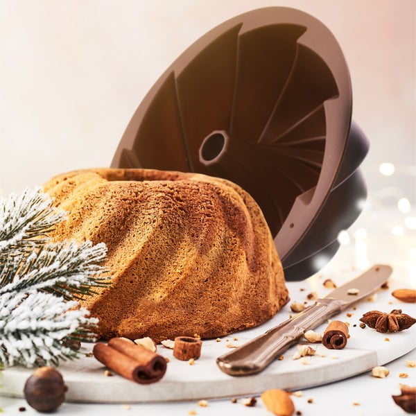 Кафява силиконова форма за торта "Цвете", ø 23,5 cm - Orion-image-3