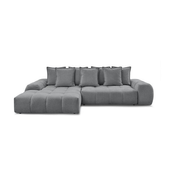 Тъмносив шенилов сгъваем/с място за съхранение ъглов диван (ляв ъгъл) Everest – Bobochic Paris