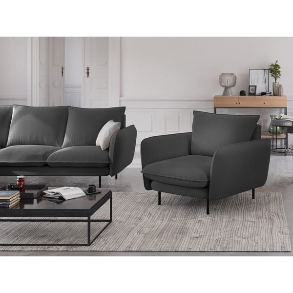 Кресло от тъмносиво кадифе Vienna - Cosmopolitan Design-image-1