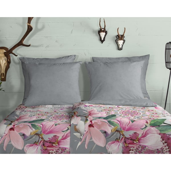 Розово-сиво фланелено спално бельо за единично легло 140x200 cm - HIP-image-2