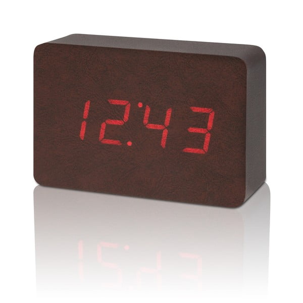 Тъмнокафяв будилник с червен LED дисплей Brick Click Clock - Gingko