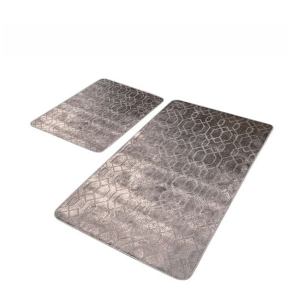 Сиви кадифени килими за баня в комплект от 2 бр. 60x100 cm – Mila Home