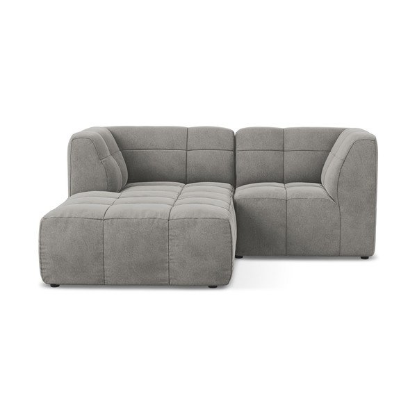 Сив кадифен ъглов диван (ляв ъгъл) Aloha – Makamii