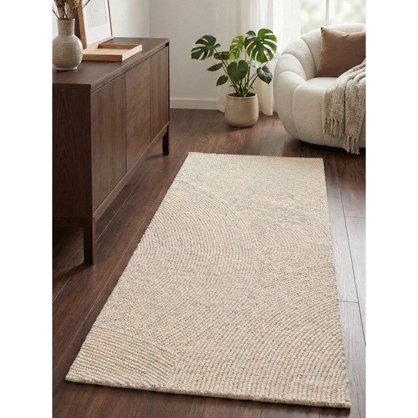 Ръчно изработена вълнена пътека в светло естествен цвят 80x300 cm Calmio – Hanse Home-image-1