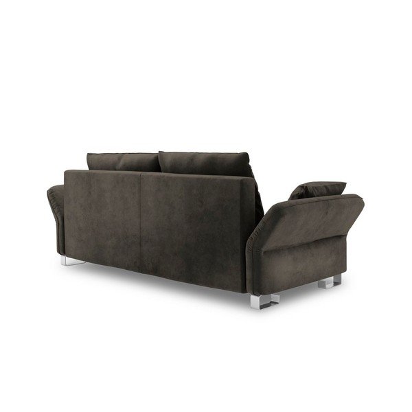 Тъмнокафяв триместен разтегателен диван с кадифена покривка Pyxis - Windsor & Co Sofas-image-3