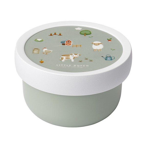 Светлозелена пластмасова детска кутия за храна Little Farm by Little Dutch – Mepal