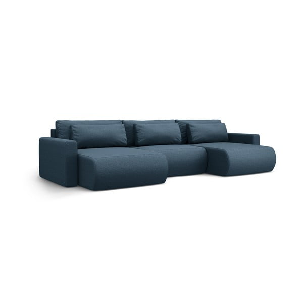 Тъмносин разтегателен ъглов диван с място за съхранение (U форма) Belfast – Cosmopolitan Design-image-4