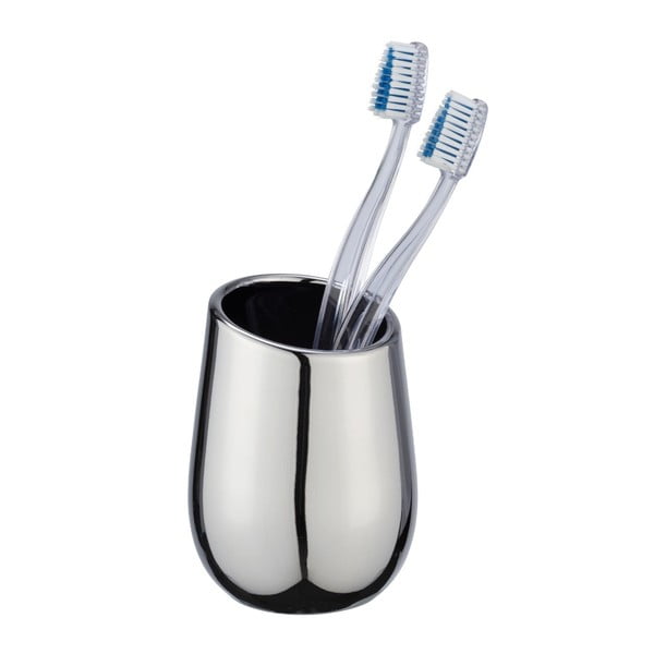 Керамична чаша в сребрист цвят за четки за зъби Badi - Wenko