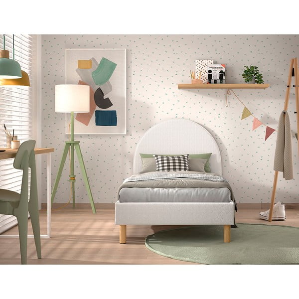 Бяло тапицирано единично легло с решетка 90x200 cm MOON - Vipack-image-3