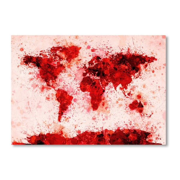 Plakát s červenou mapou světa Americanflat Spot, 60 x 42 cm